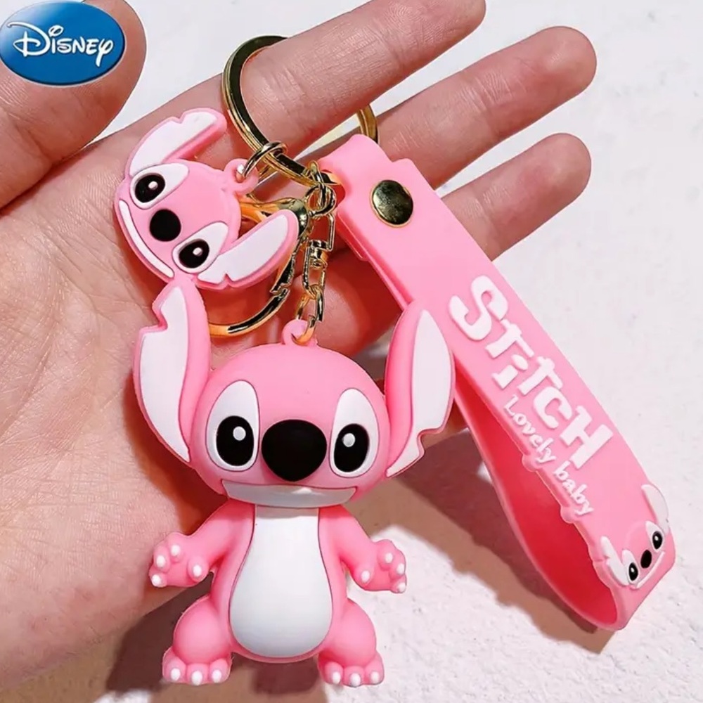 Bubblegum Pink and White Stitch Character Keychain
